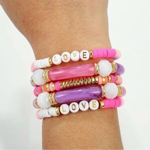 Love acrylic tube bracelet set